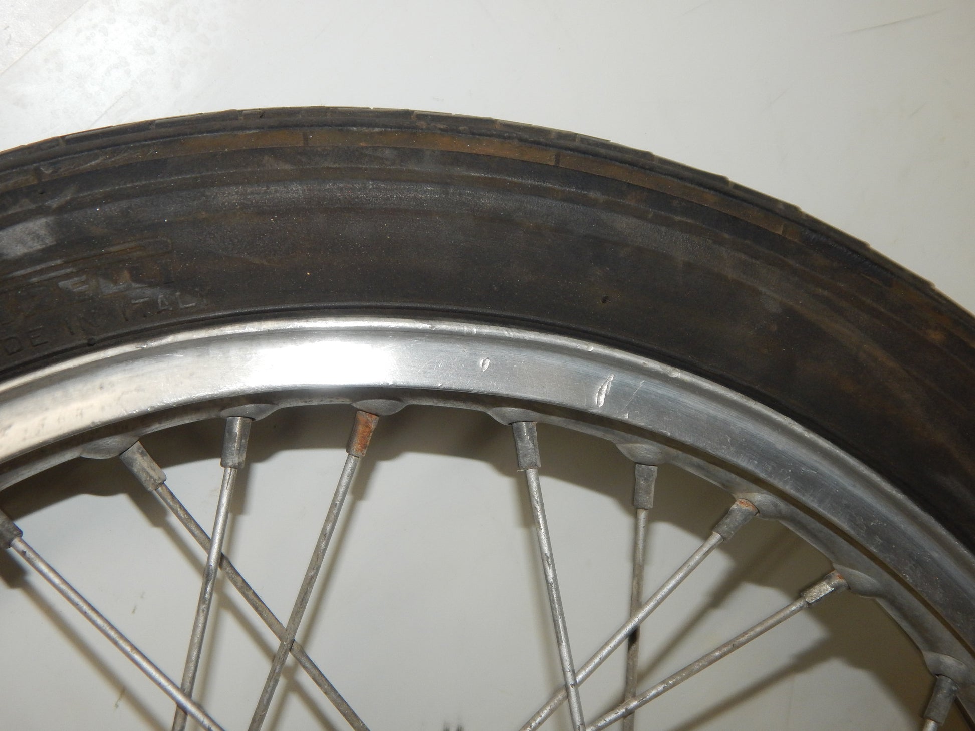 1970's GILERA GIUBILEO 125 FRONT WHEEL 17" RIM HUB SPOKES VINTAGE ITALY - MotoRaider