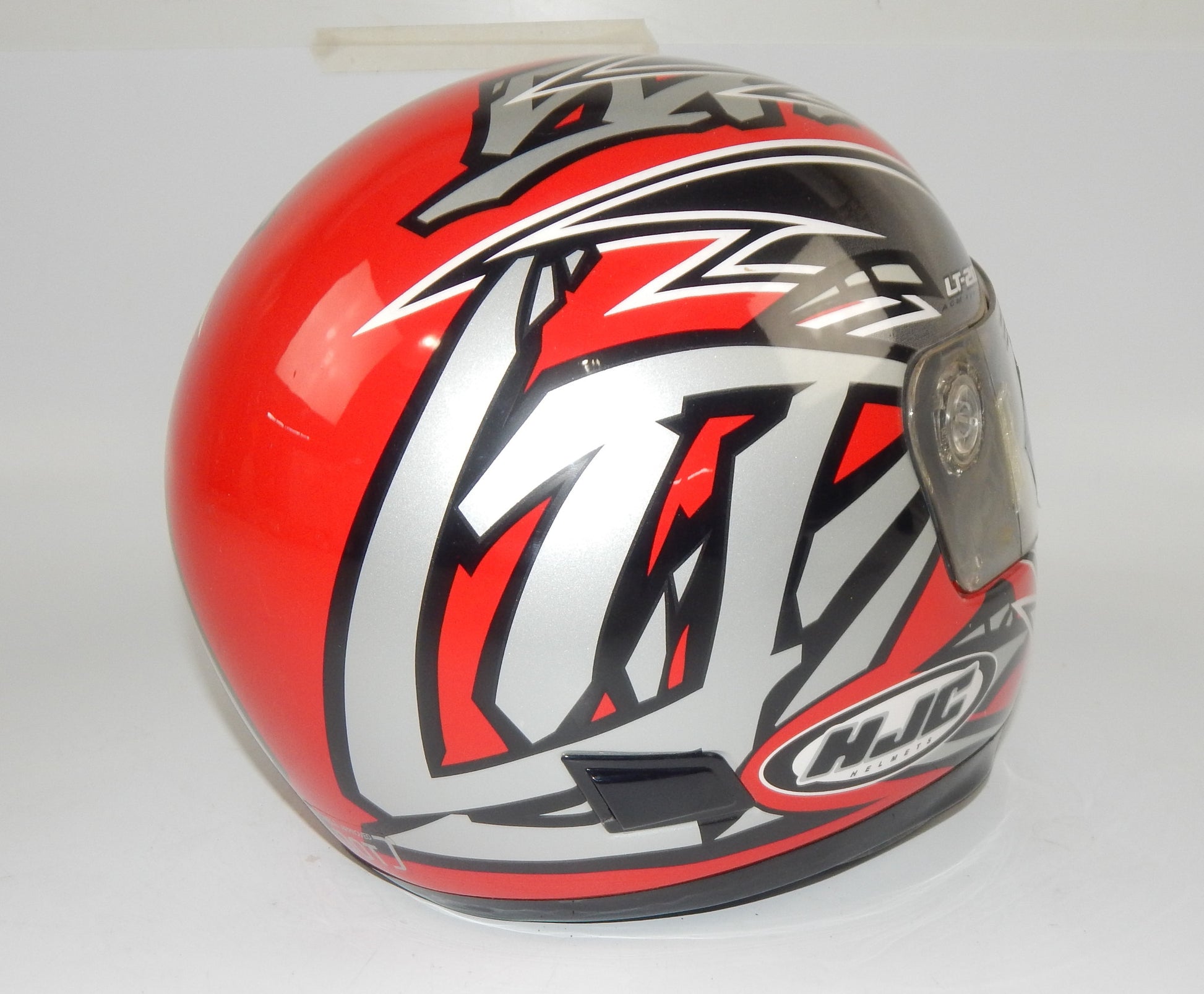 HJC LT-20 MOTORCYCLES FULL FACE HELMET RED/GREY/WHITE/BLACK CLEAR SHIELD SIZE M - MotoRaider