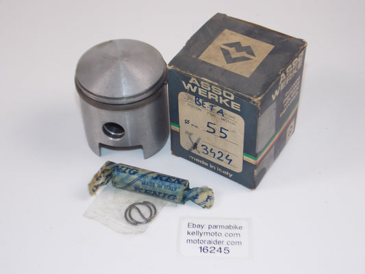 NOS ASSO WERKE 25-3500 BETA 3424 PISTON 55MM + 14MM PIN + CIRCLIPS+ 1 RING 16245 - MotoRaider