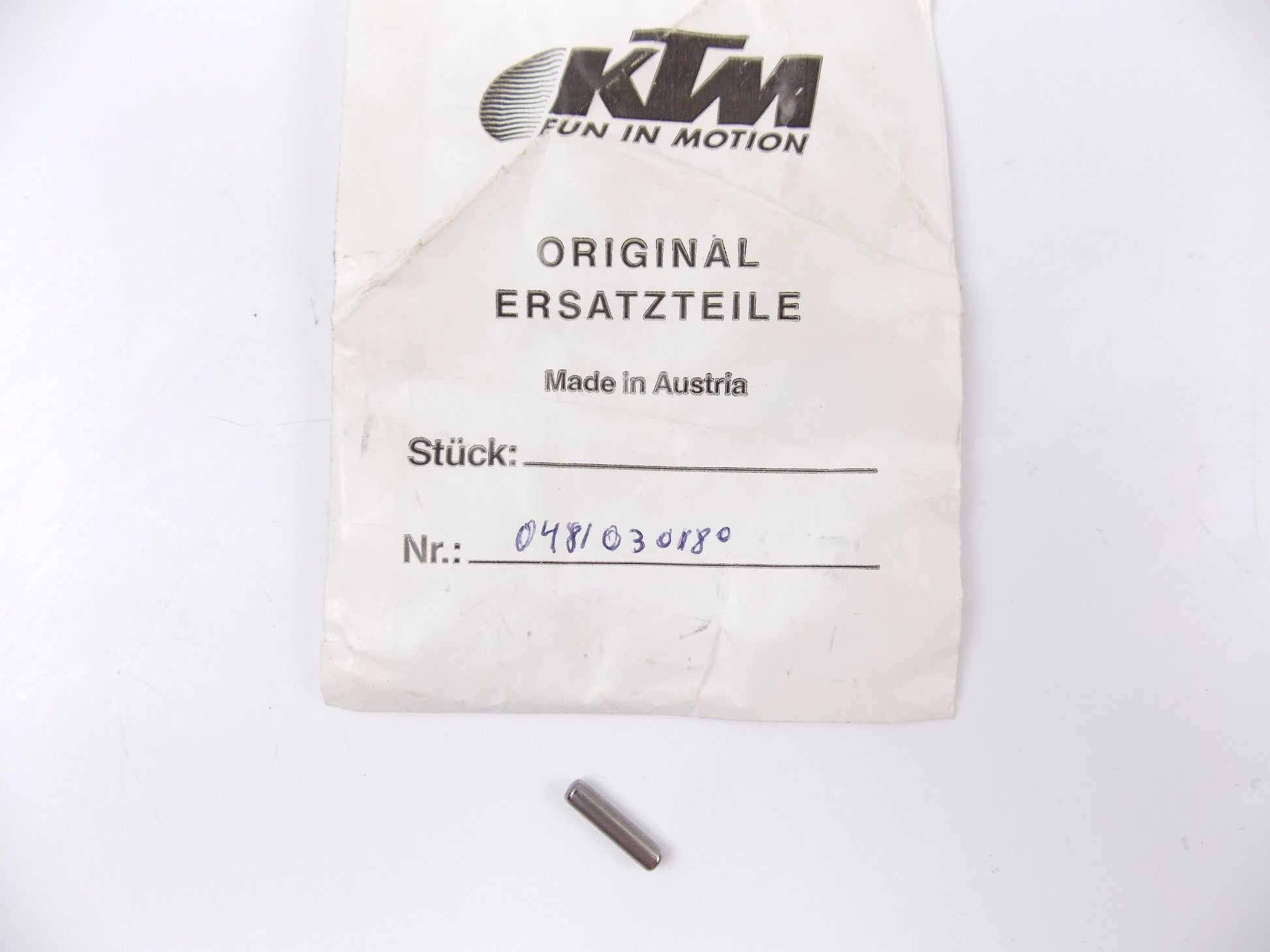 NOS OEM KTM MOTOR TYPE 56-420 ccm SHIFTER FORK ROLL ON PIN 3x18 0481030180 - MotoRaider