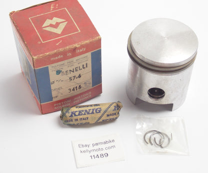 NOS ASSO WERKE 3416 PISTON + PIN + CLIPS D. 57.6 mm BENELLI MOTO - MotoRaider