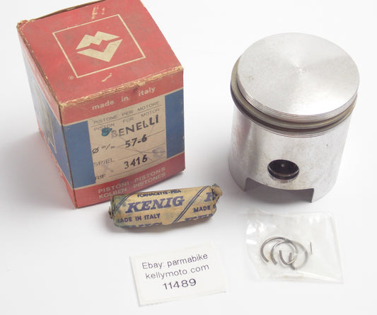 NOS ASSO WERKE 3416 PISTON + PIN + CLIPS D. 57.6 mm BENELLI MOTO - MotoRaider