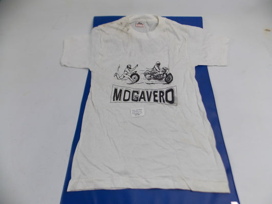 1980's MOGAVERO T-SHIRT RETRO WHITE COLOR SIZE S SHORT SLEEVE ITALIAN DEALERSHIP - MotoRaider