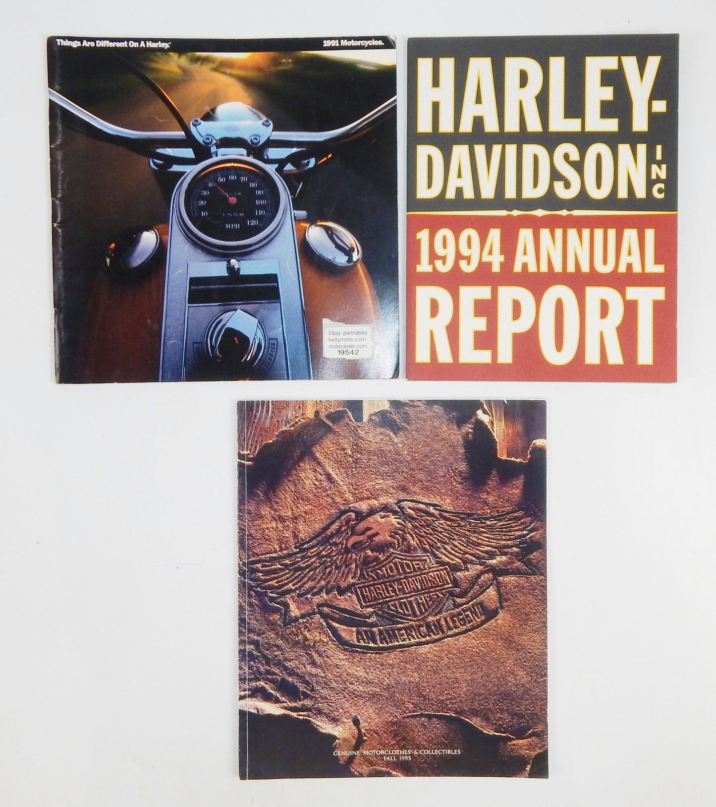 1991 HARLEY CATALOGUE 1994 ANNUAL REPORT 1995 GENUINE MOTORCLOTHES EVO SOFTAIL - MotoRaider