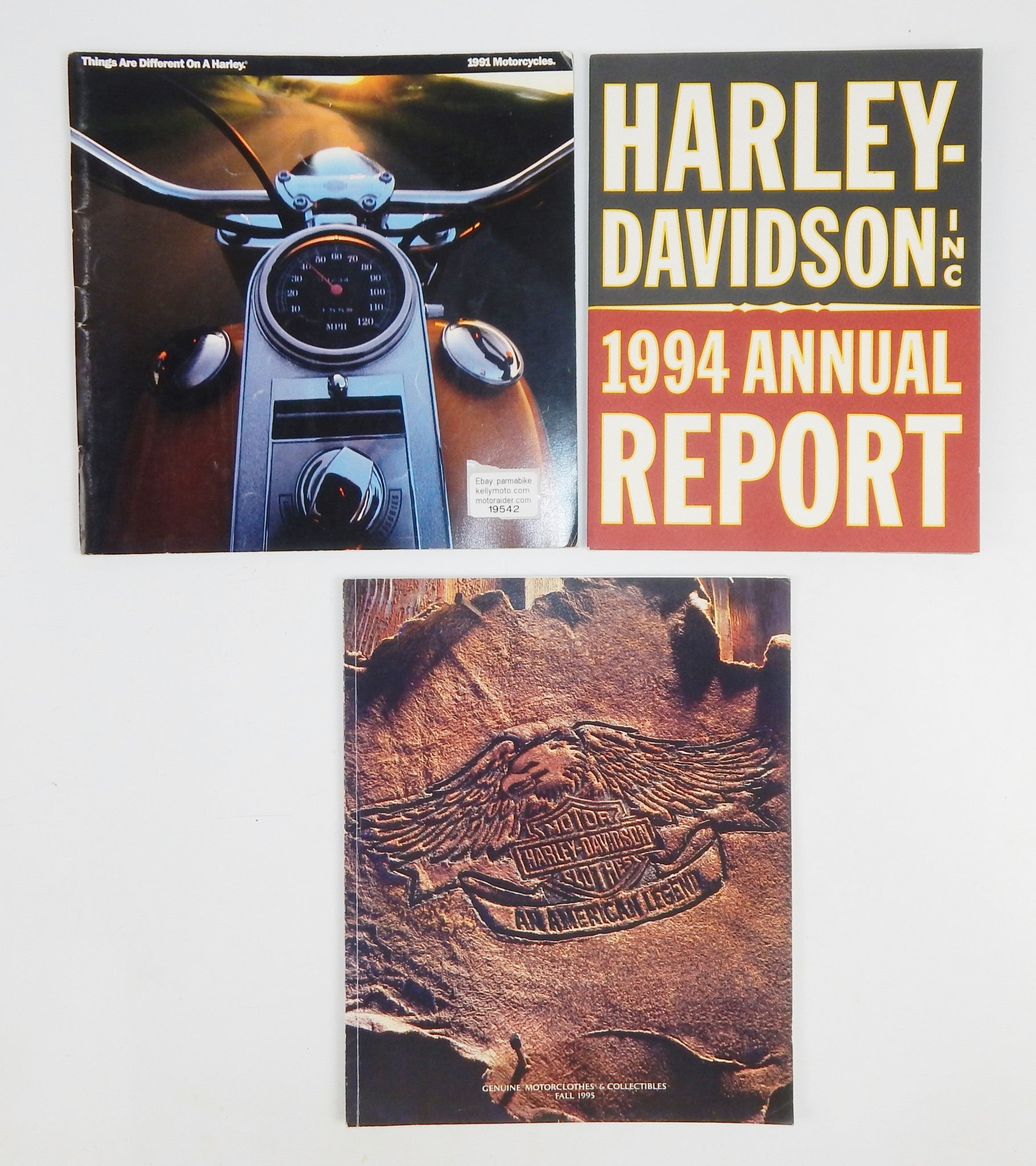 1991 HARLEY CATALOGUE 1994 ANNUAL REPORT 1995 GENUINE MOTORCLOTHES EVO SOFTAIL - MotoRaider