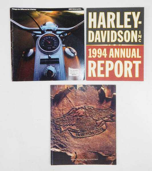 1991 HARLEY CATALOGUE 1994 ANNUAL REPORT 1995 GENUINE MOTORCLOTHES EVO SOFTAIL - MotoRaider