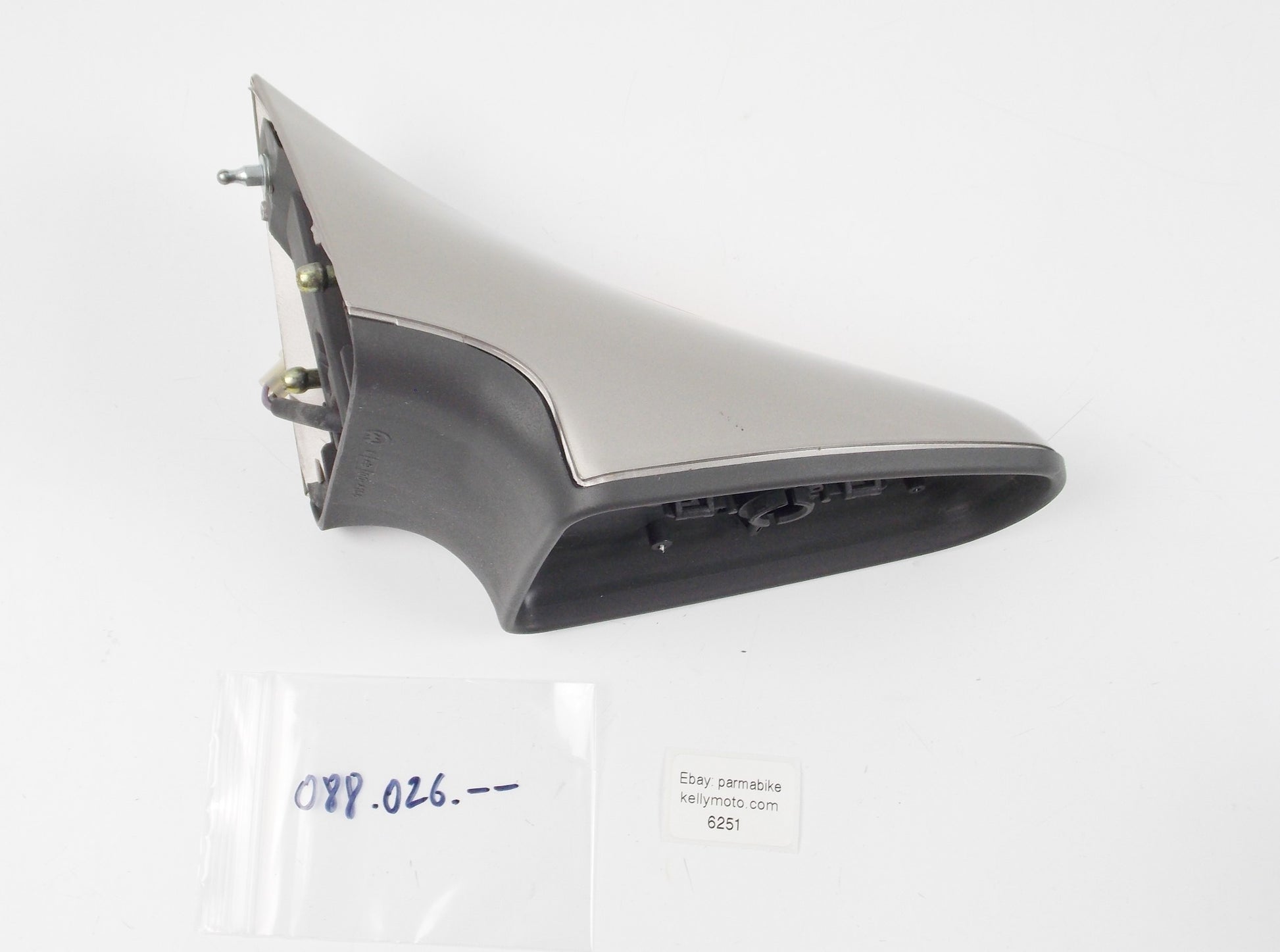 NOS OEM MALAGUTI 125 R180 LEFT REAR VIEW MIRROR INDICATOR METALIX SILVER 088.026 - MotoRaider