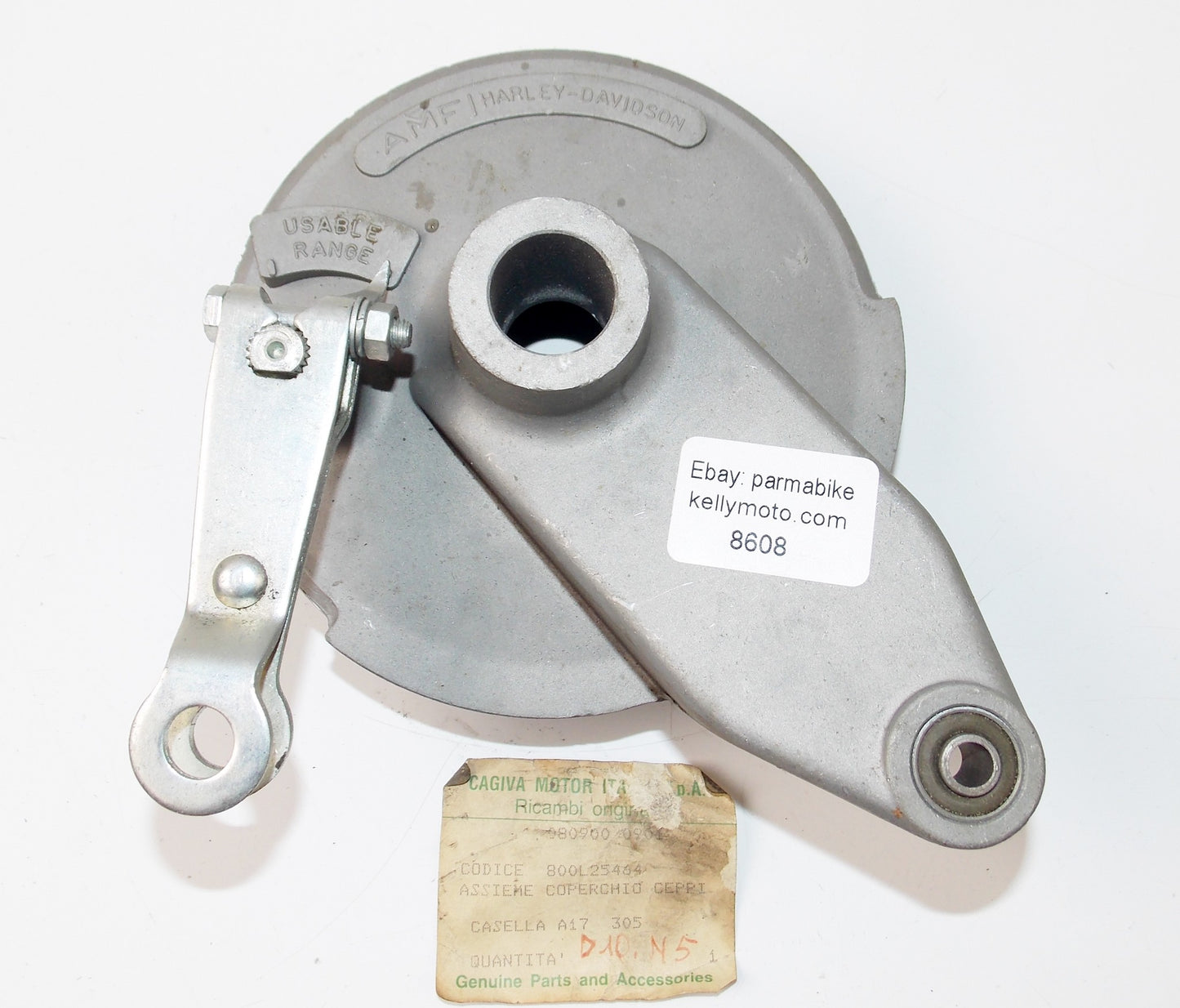 OEM CAGIVA AMF HARLEY DAVIDSON 1978 SXT/SST 125 REAR WHEEL BRAKE PLATE 800L25464 - MotoRaider
