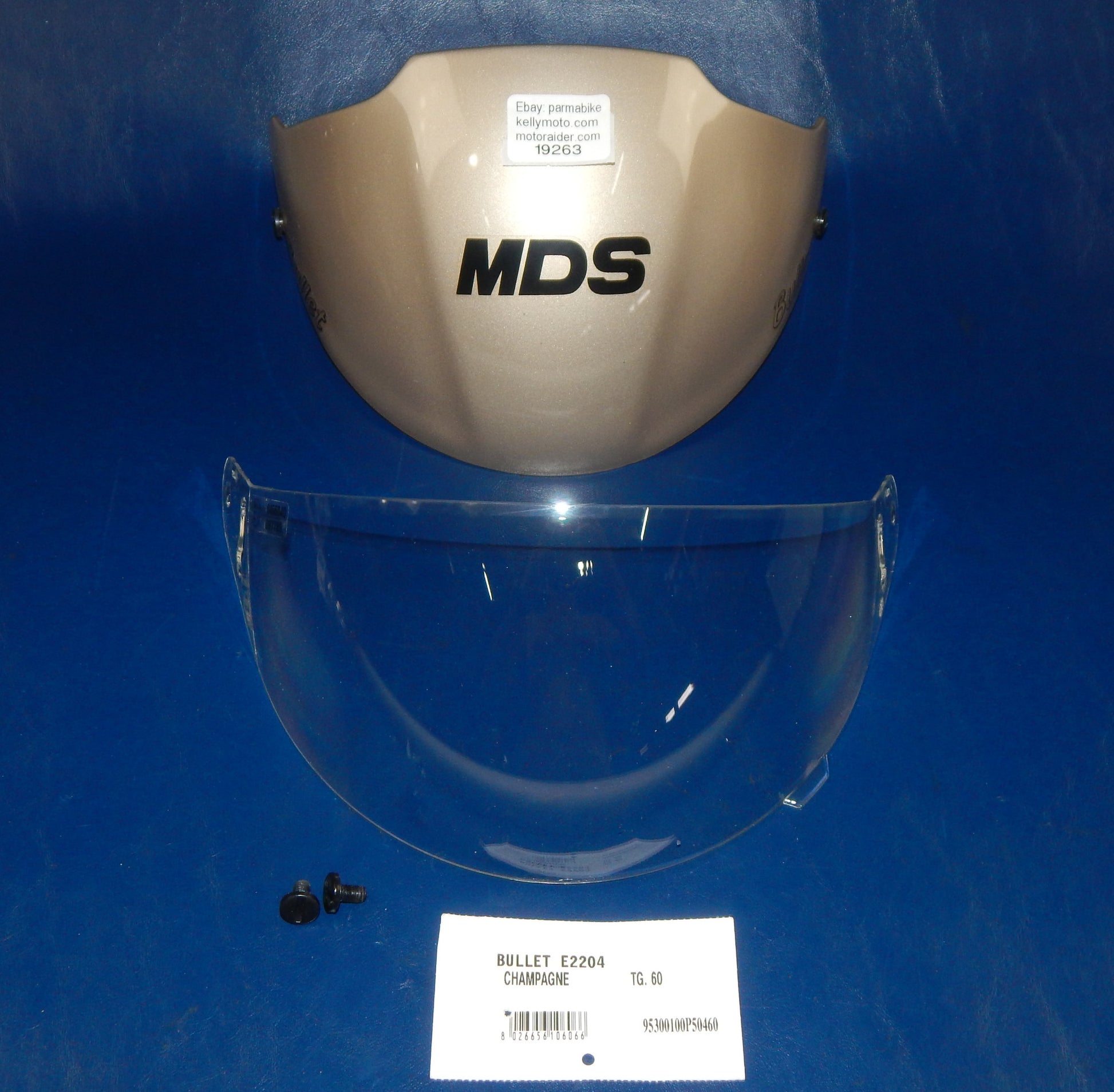 MOTORCYCLE HELMET SHIELD CLEAR V-RIDE/1 SUN VISOR CHAMPAGNE MDS AGV BULLET E2204 - MotoRaider