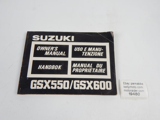 1986 SUZUKI GSX500 GSX600 USER OWNER MANUAL BOOK 99011-43424-027 MULTI LANGUAGE - MotoRaider