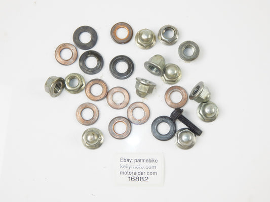 1986 SUZUKI GSXR 750 MOTOR ENGINE HEAD BOLT NUTS+COPPER WASHERS VINTAGE - MotoRaider