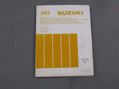 SUZUKI 1993 WARRANTY FLAT RATE MANUAL BOOK ENGLISH FRENCH GERMAN 99550-01930-015 - MotoRaider