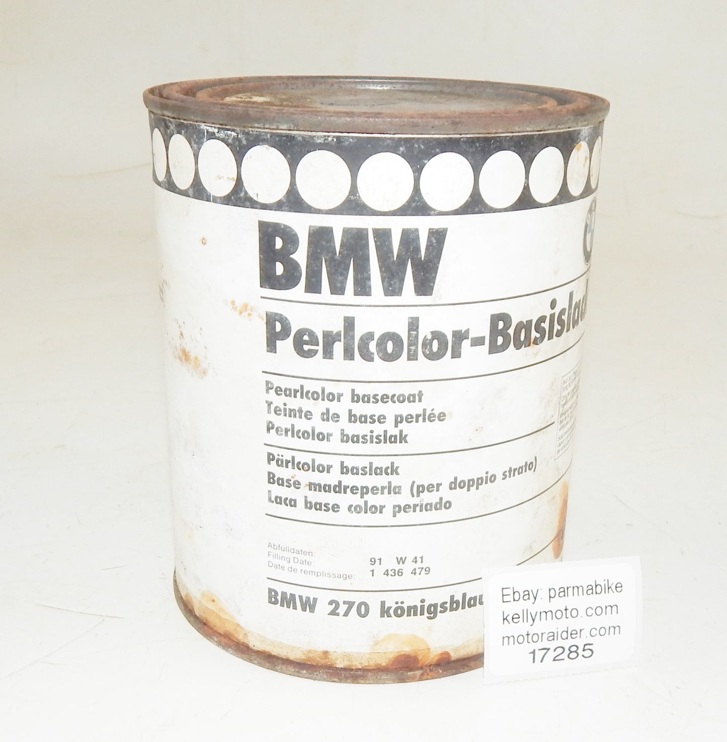 OEM MOTORAD BMW PAINT CAN 1000ml PEARLCOLOR BASECOAT BMW 270 ROYALBLU königsblau - MotoRaider