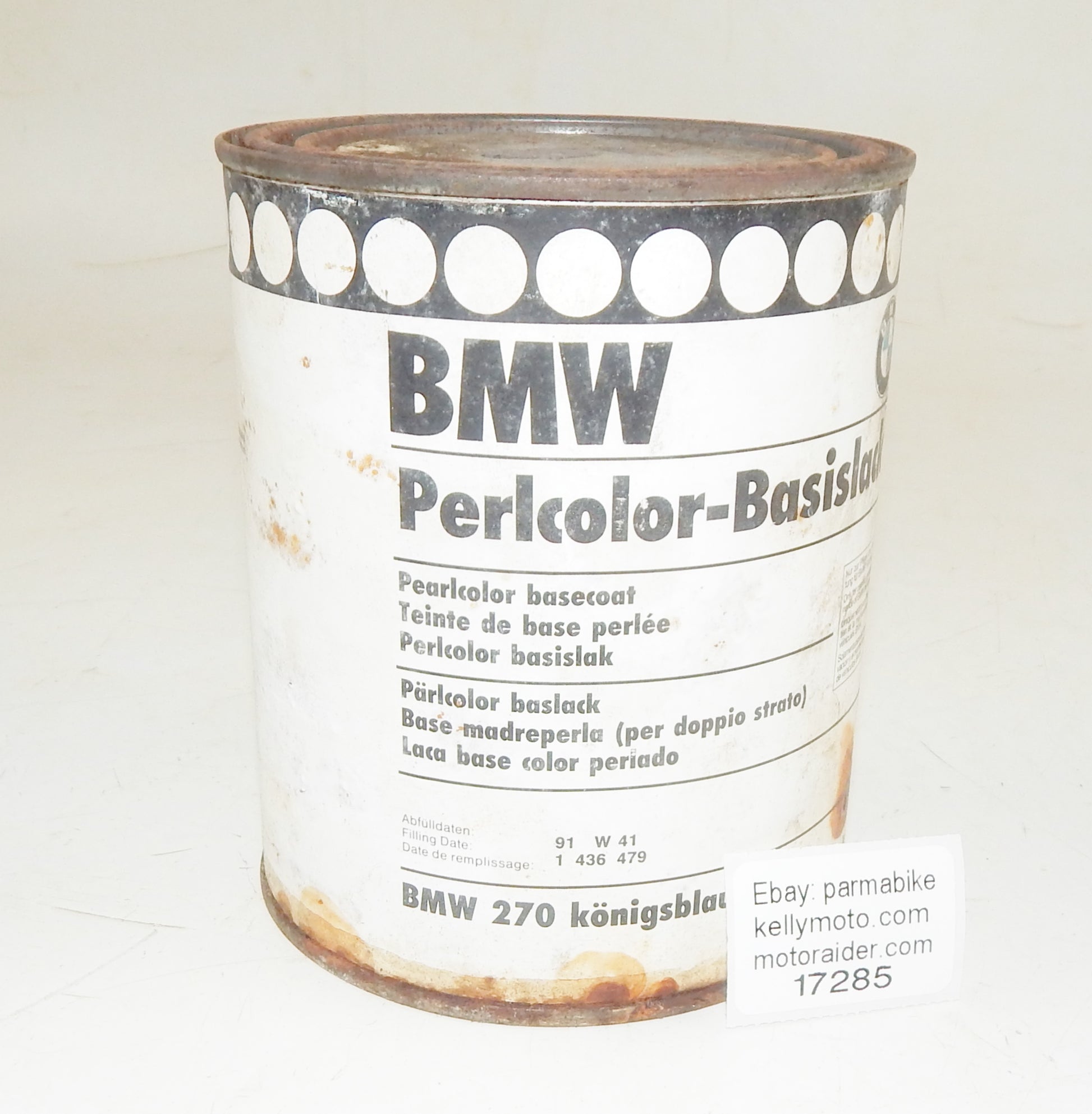 OEM MOTORAD BMW PAINT CAN 1000ml PEARLCOLOR BASECOAT BMW 270 ROYALBLU königsblau - MotoRaider