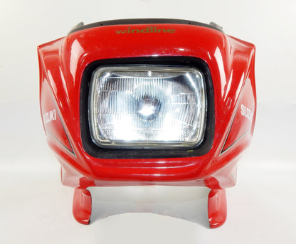 WINDLINE FIBERGLASS FAIRING COWLING+HEADLIGHT RED SUZUKI 27"x21" VINTAGE ITALY - MotoRaider