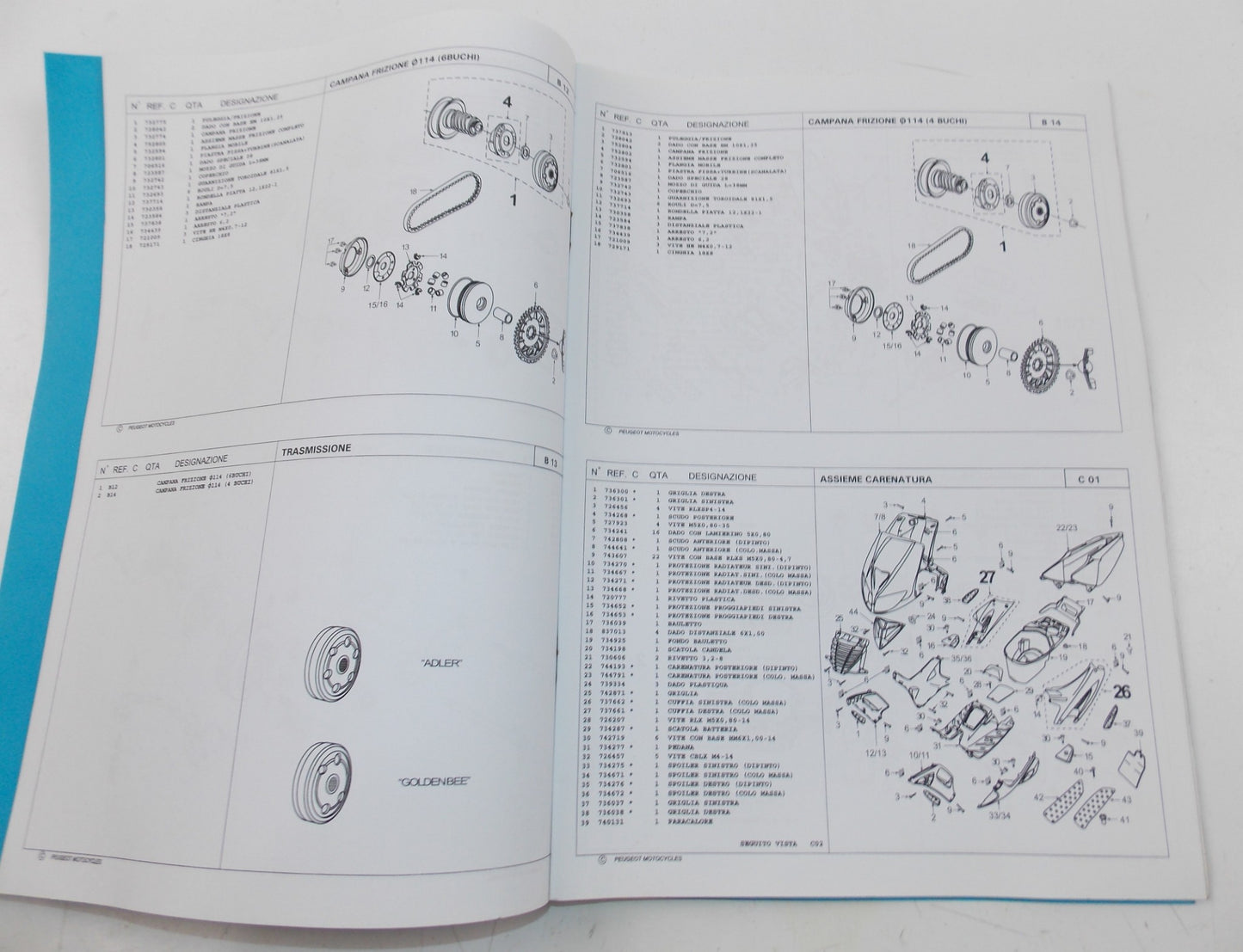 03/2001 PEUGEOT SCOOTER XFIGHT XTEAM XRACE 50 CATALOG MANUAL BOOK ITALIAN - MotoRaider
