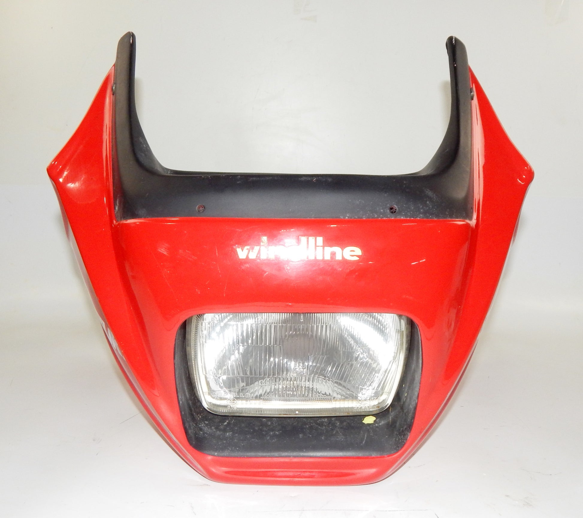 WINDLINE FIBERGLASS FAIRING COWLING+HEADLIGHT RED SUZUKI 27"x21" VINTAGE ITALY - MotoRaider