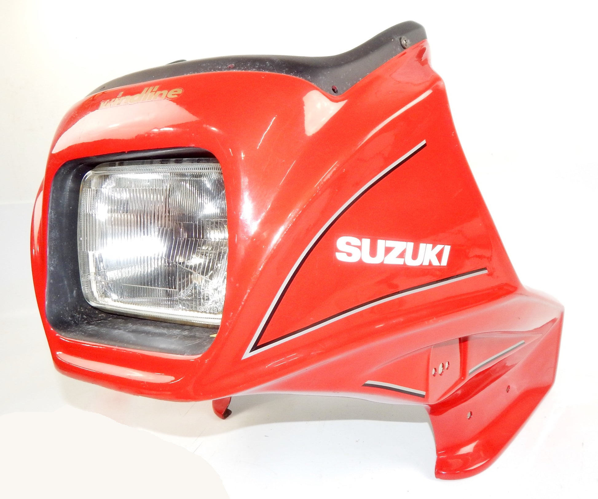 WINDLINE FIBERGLASS FAIRING COWLING+HEADLIGHT RED SUZUKI 27"x21" VINTAGE ITALY - MotoRaider