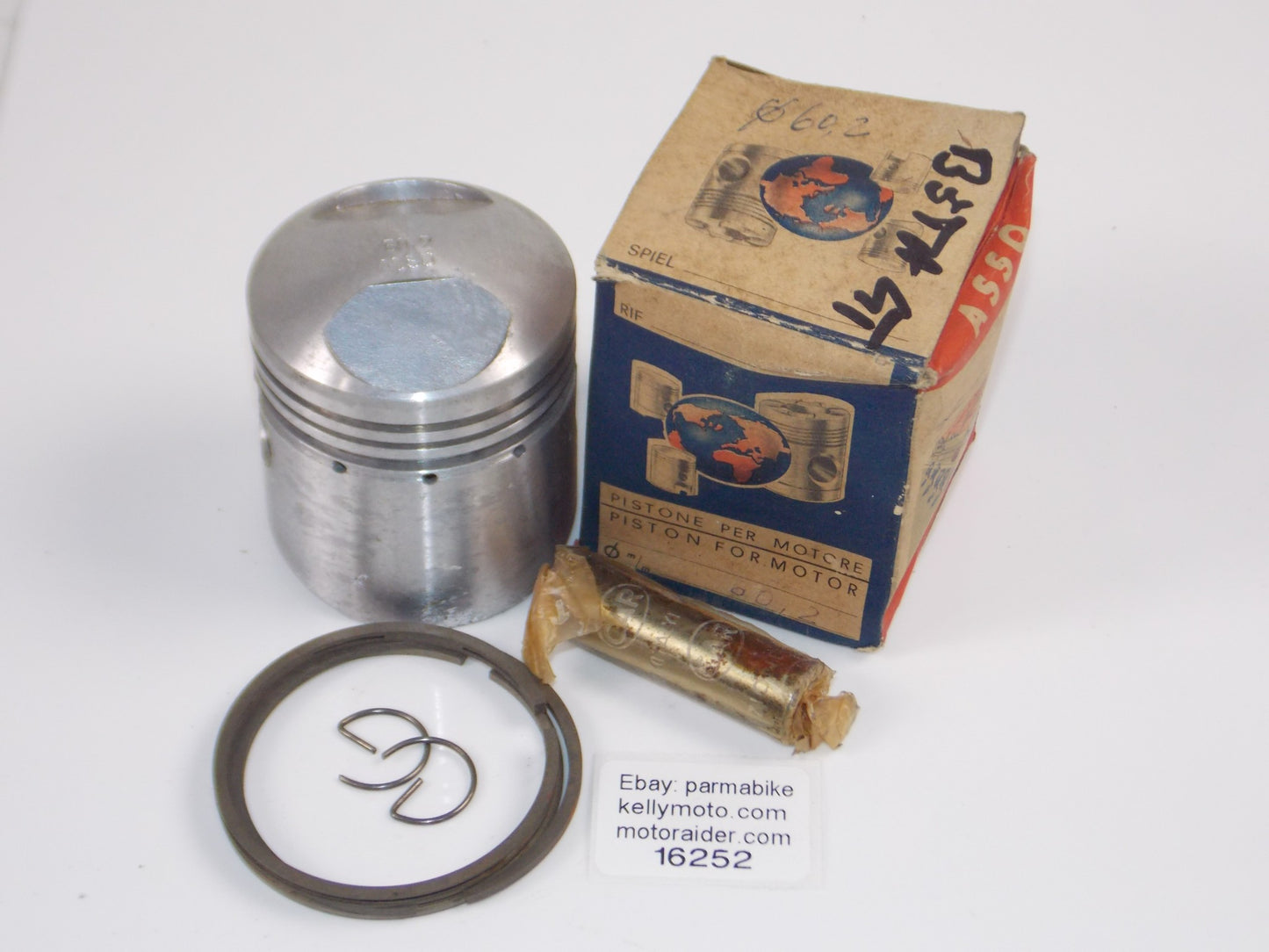 NOS ASSO WERKE 963 BETA 4T PISTON 60.2MM + 16MM PIN  + RINGS + CIRCLIPS 16252 - MotoRaider