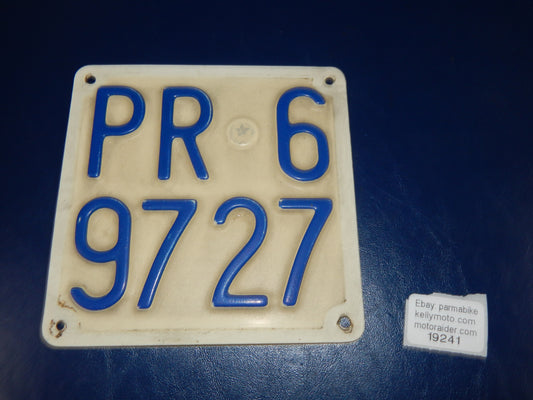 1970's VINTAGE MOTORCYCLE LICENSE PLATE PARMA ITALY SCOOTER DUCATI MORINI PARILL - MotoRaider