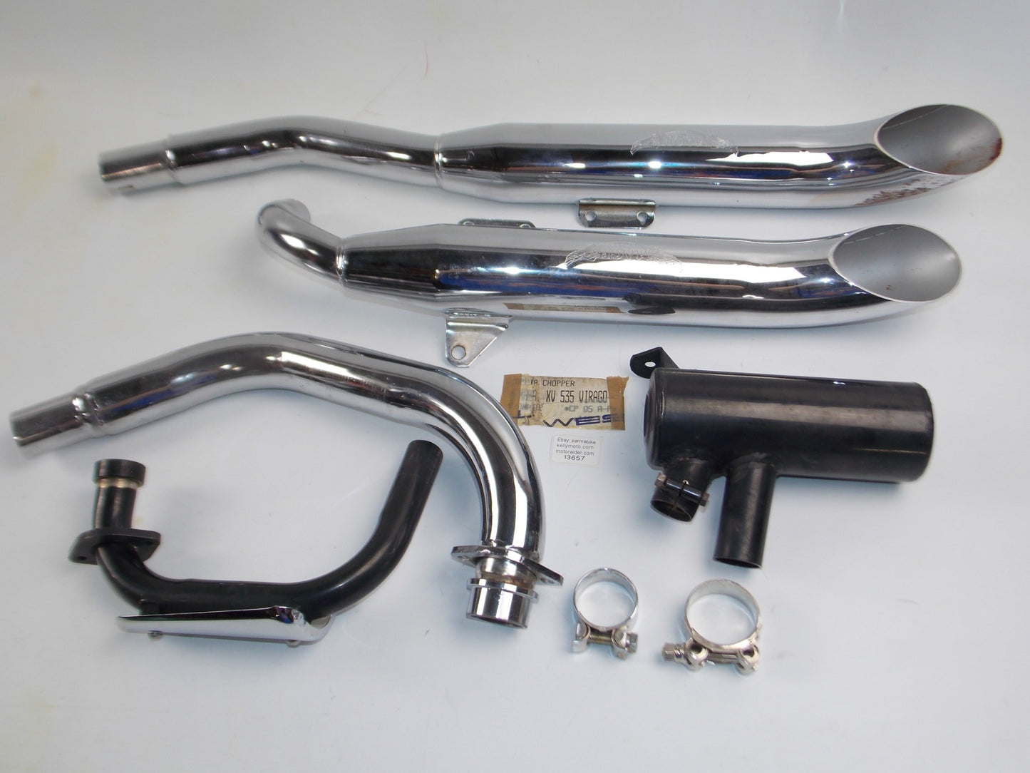 MACH CHROME EXHAUST MUFFLER FULL SYSTEM YAMAHA XV535 VIRAGO CHOPPER - MotoRaider