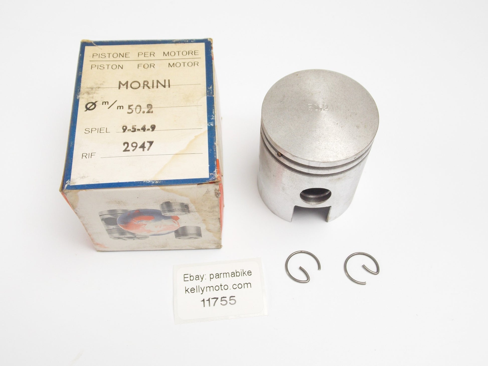 NOS ASSO WERKE 2947 PISTON + CLIPS D. 50.2 FRANCO MORINI 9-5-4-9 - MotoRaider