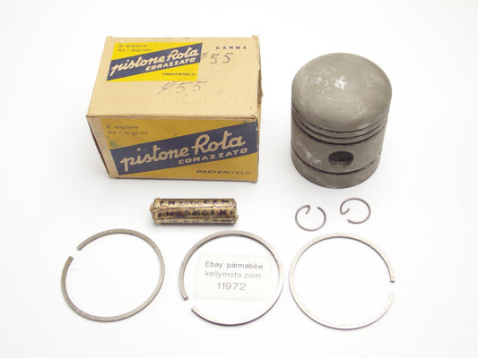 NOS ROTA MONDIAL 125 cc PISTON + RINGS + PIN + CLIPS SET DIAMETER 55 mm - MotoRaider