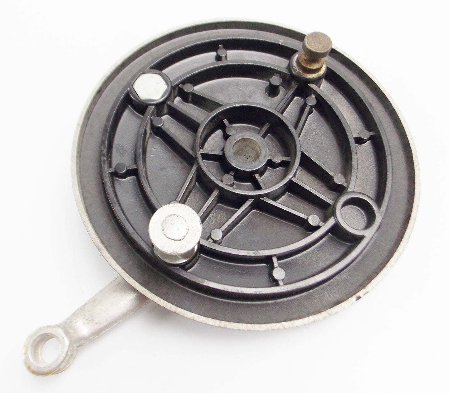 FRONT WHEEL BRAKE HUB PLATE D=180mm AXLE D=15mm CAGIVA ACTUATOR LEVER 800034805 - MotoRaider