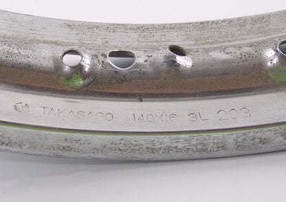 TAKASAGO CHROME STEEL WHEEL RIM 1.40x16 3L 203 36 SPOKES YAMAHA SUZUKI KAWASAKI - MotoRaider