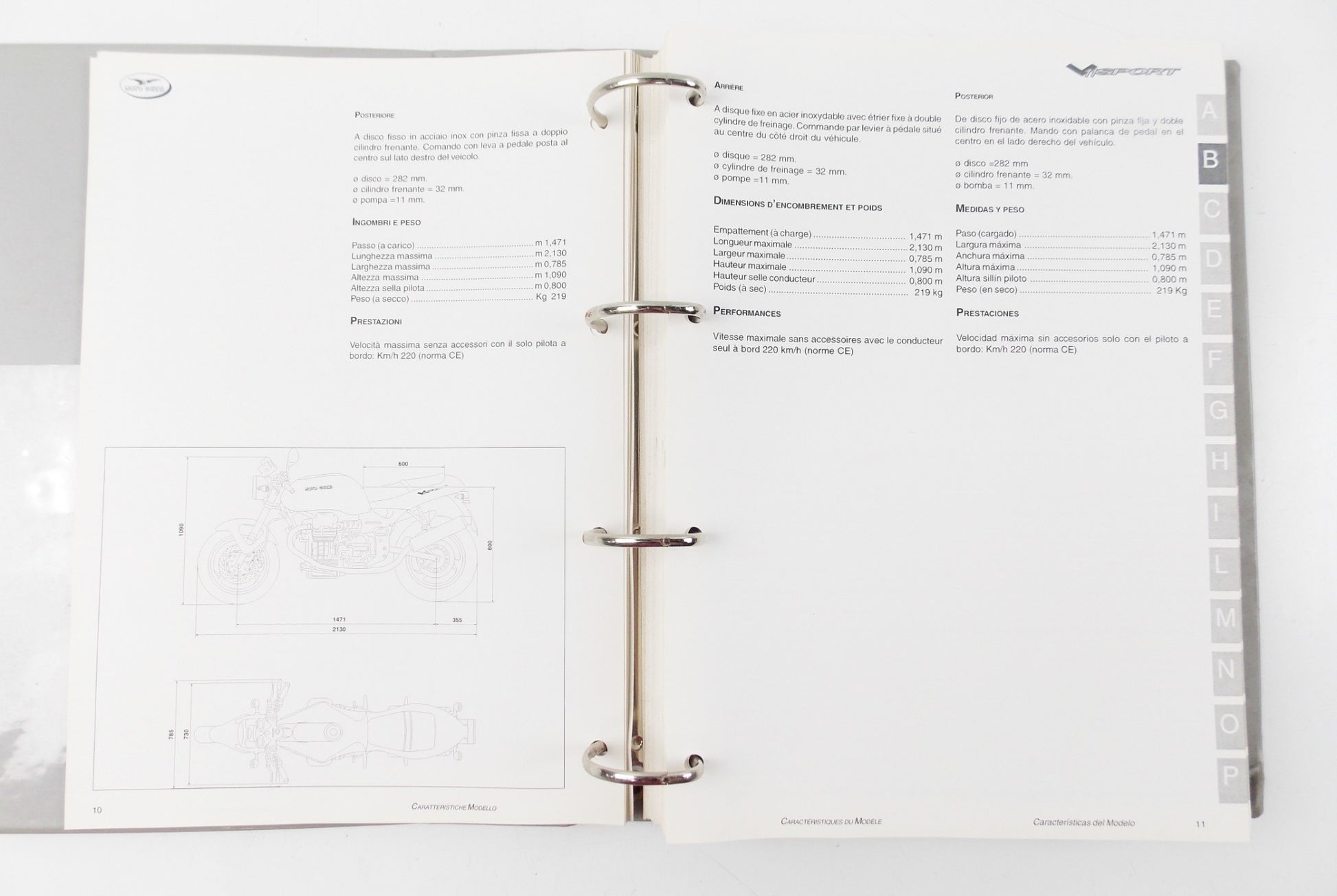 GUZZI V11 SPORT WORKSHOP REPAIR MAINTENANCE MANUAL BOOK ITALIAN FRENCH SPANISH - MotoRaider