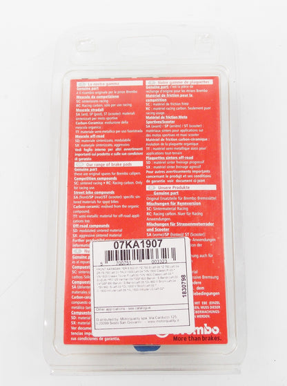 NOS BREMBO CARBON CERAMIC PAIR BRAKE PADS KAWASAKI SV BANDIT 07KA1907 - MotoRaider
