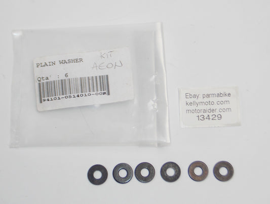 OEM AEON COBRA MJ 2001-2003 FENDER PLAIN WASHER 94101-0514010-00K | KIT OF 6 - MotoRaider