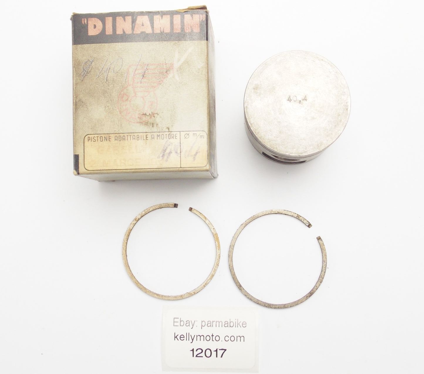 NOS DINAMIN PISTON + RINGS + PIN DIAMETER 40.4 mm GARELLI 50 cc 3-SPEED - MotoRaider