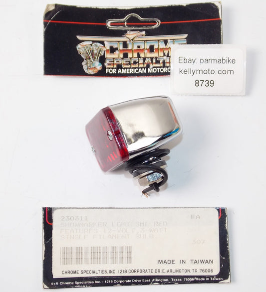 CHROMED HARLEY CUSTOM SMALL SHOWMARKER LIGHT RED 12V/3W 1 FILAMENT BULB 230311 - MotoRaider