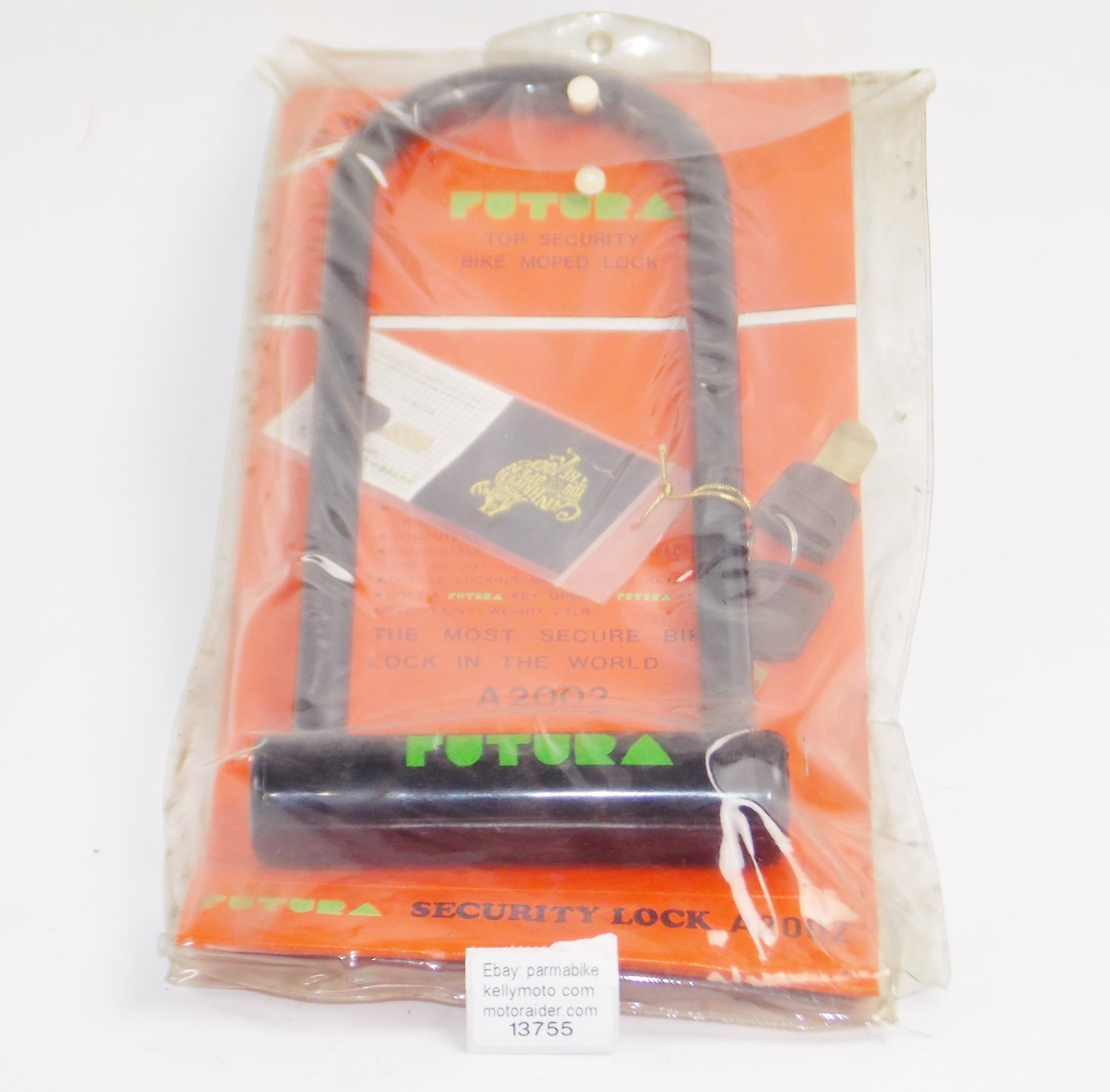 FUTURA MOTORCYCLES SCCOTER MOPED ANTITHEFT SECURITY PADLOCK A2002 L=14" W=5" - MotoRaider