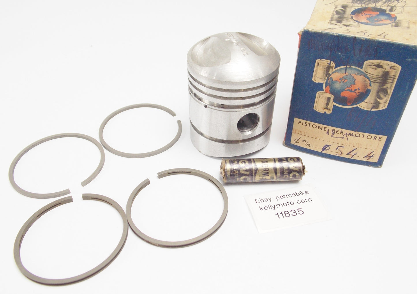 NOS ASSO WERKE PISTON+RINGS+PIN 55.4 mm F.B. MONDIAL 125 cc CHAMPION - MotoRaider