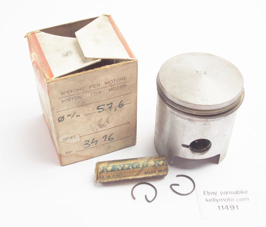 ASSO WERKE 3416 PISTON + RINGS + PIN + CLIPS SET CPL. D. 57.6 mm BENELLI MOTOR - MotoRaider