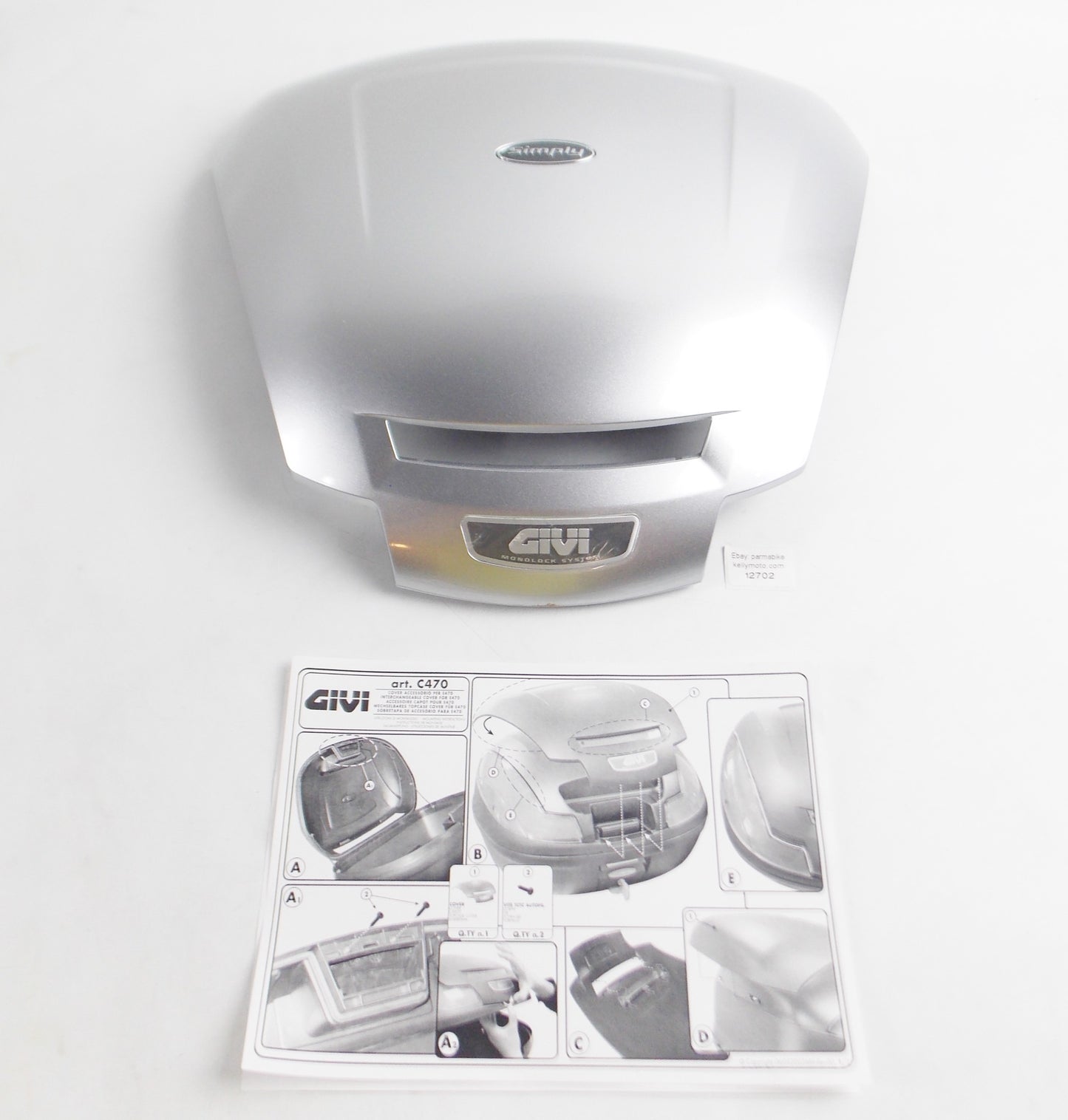 GIVI C470 TOP CASE LUGGAGE E470 SILVER COVER LID PANEL C470G765 - MotoRaider