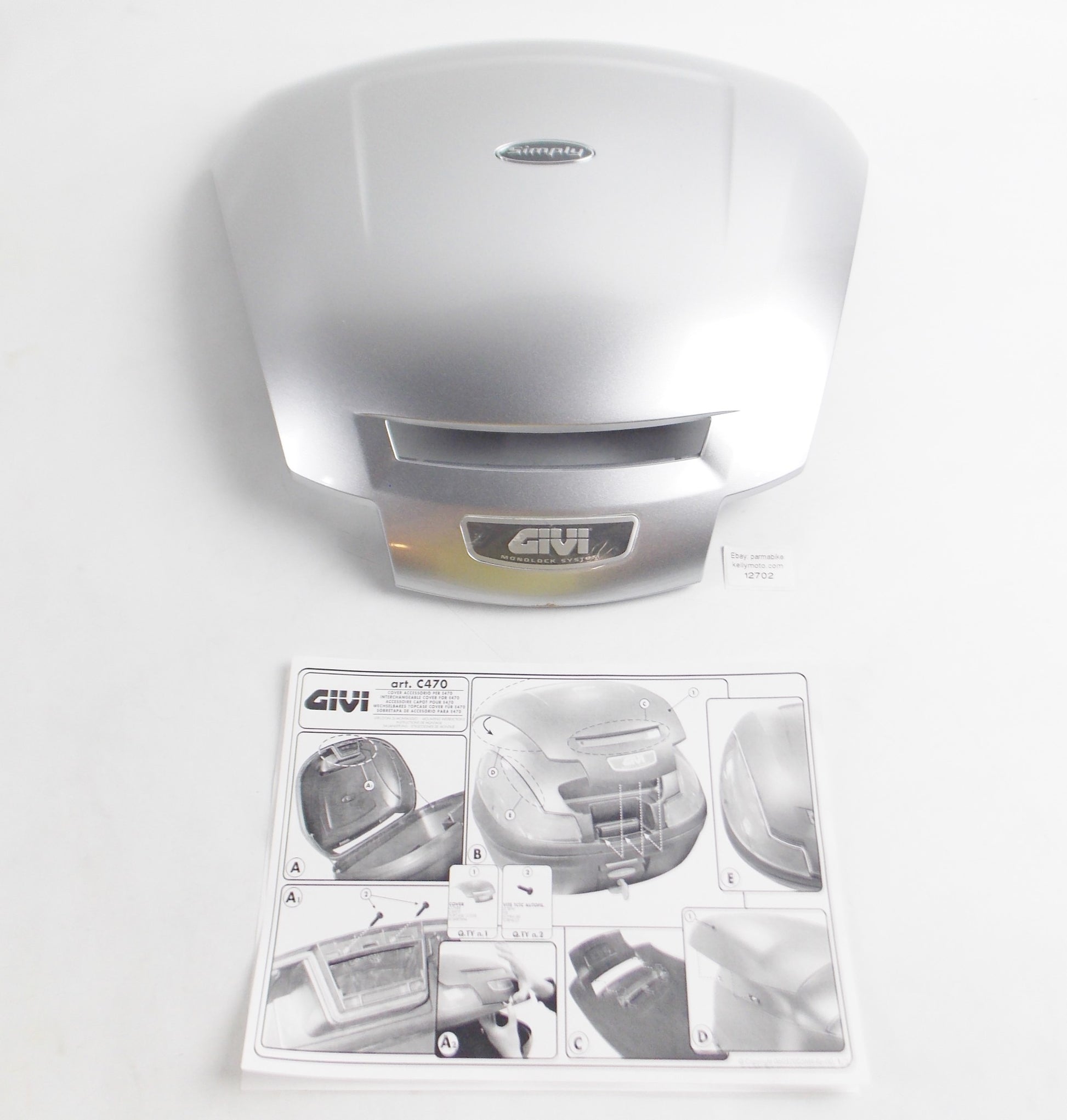 GIVI C470 TOP CASE LUGGAGE E470 SILVER COVER LID PANEL C470G765 - MotoRaider