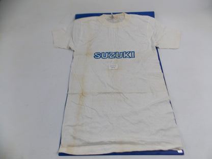 1980's SUZUKI T-SHIRT WHITE BLUE COLOR SIZE M DR TM GS RM - MotoRaider