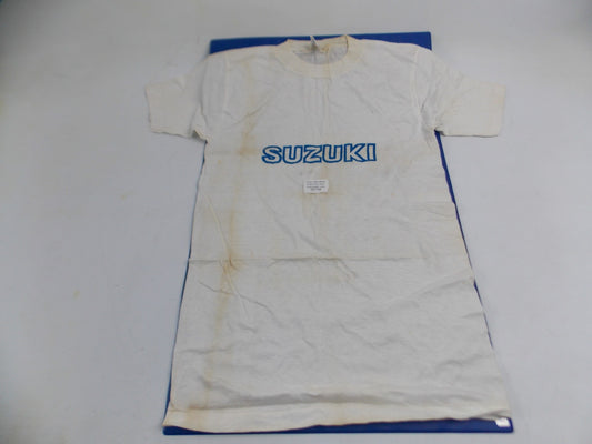 1980's SUZUKI T-SHIRT WHITE BLUE COLOR SIZE M DR TM GS RM - MotoRaider