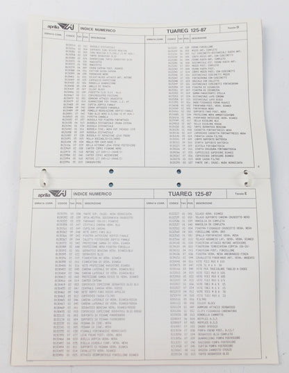 APRILIA 1987 TUAREG 125 SPARE PARTS CATALOG ENGLISH/FRENCH/GERMAN/SPANISH 254 - MotoRaider