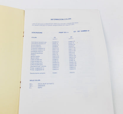 02/1998 PEUGEOT SCOOTER MOPED BODY PARTS COLOR CODE CATALOG MANUAL BOOK ITALIAN - MotoRaider