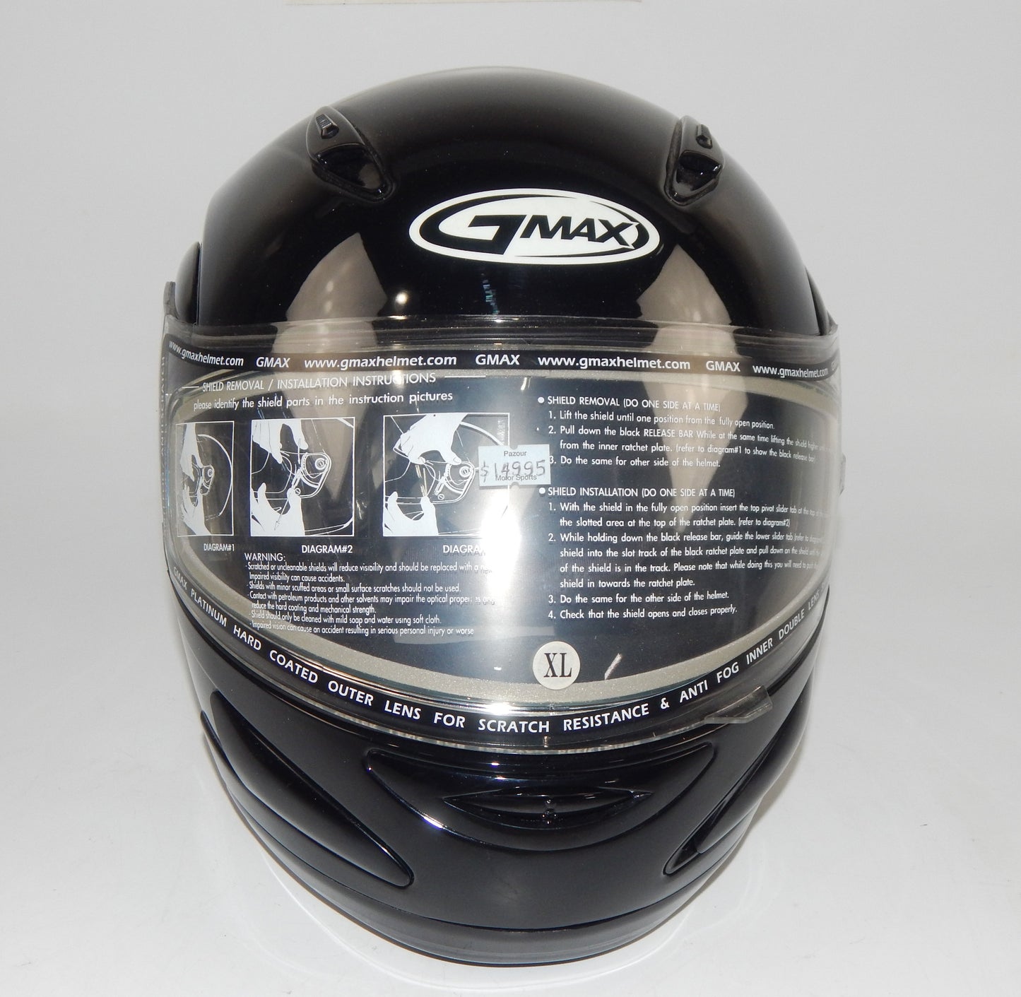 GMAX GM44S FULL FACE MODULAR HELMET BLACK SIZE XL MOTOTRCYCLE SNOWMOBILE ATV - MotoRaider