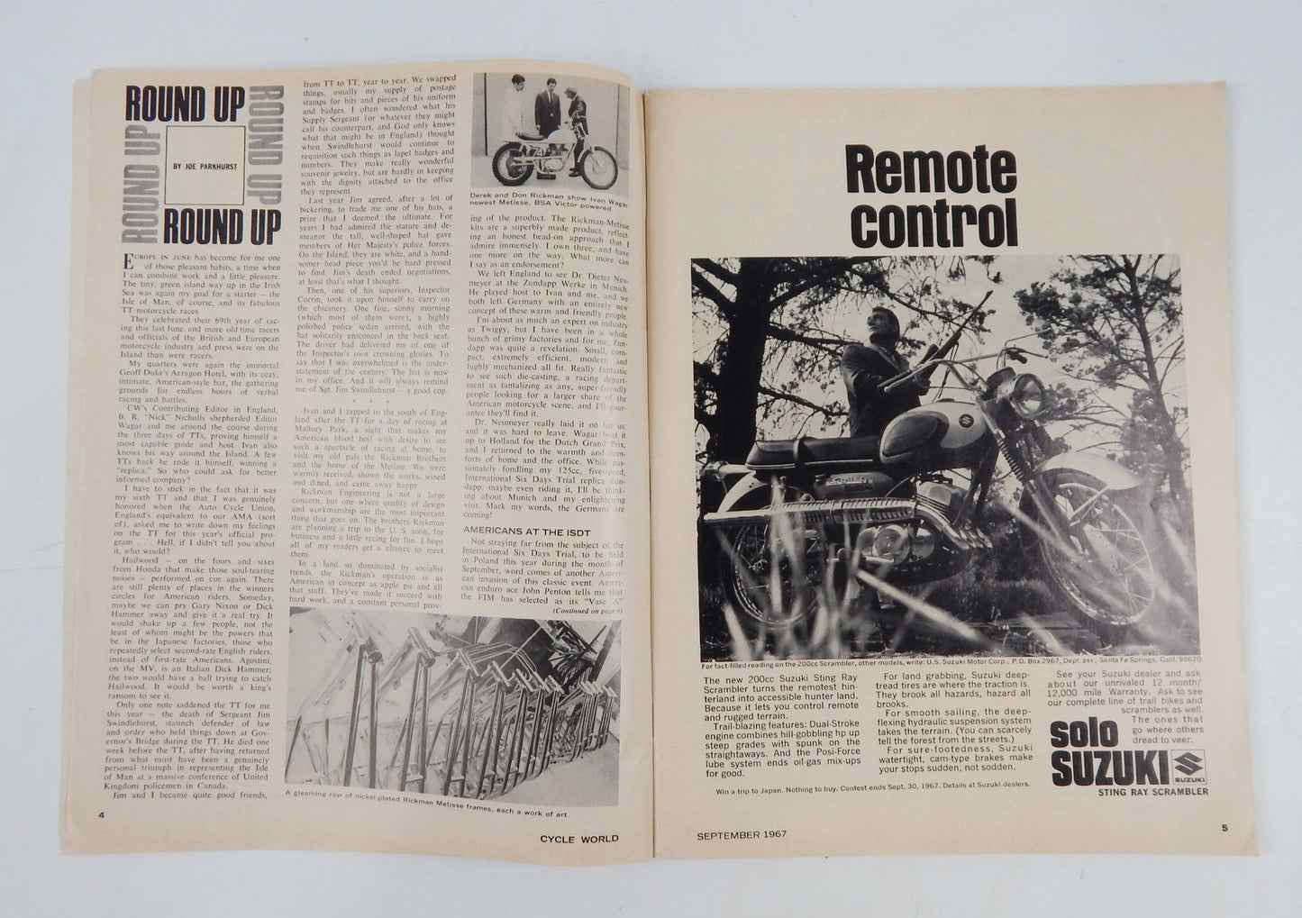 CYCLE WORD MAGAZINE 1967 ROAD TEST 360 GREEVES CHALLENGER 250 RANGER DUNSTALL - MotoRaider