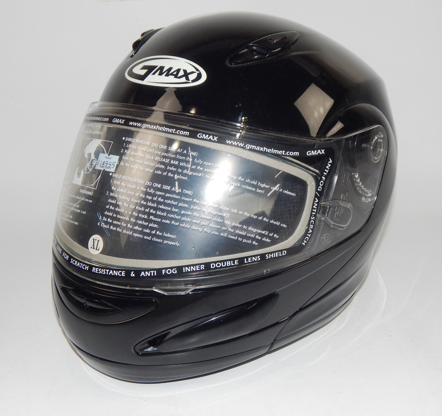 GMAX GM44S FULL FACE MODULAR HELMET BLACK SIZE XL MOTOTRCYCLE SNOWMOBILE ATV - MotoRaider