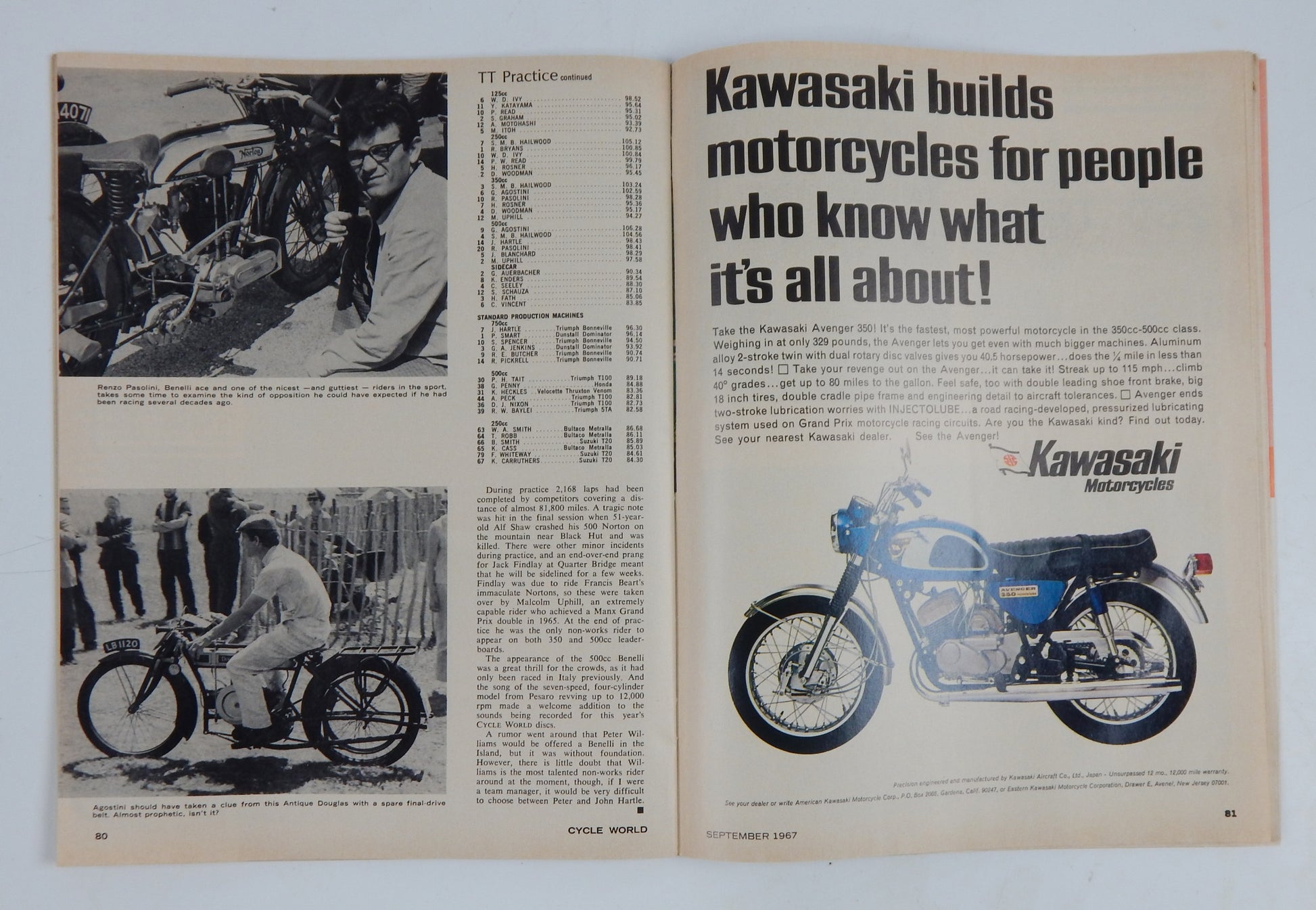 CYCLE WORD MAGAZINE 1967 ROAD TEST 360 GREEVES CHALLENGER 250 RANGER DUNSTALL - MotoRaider