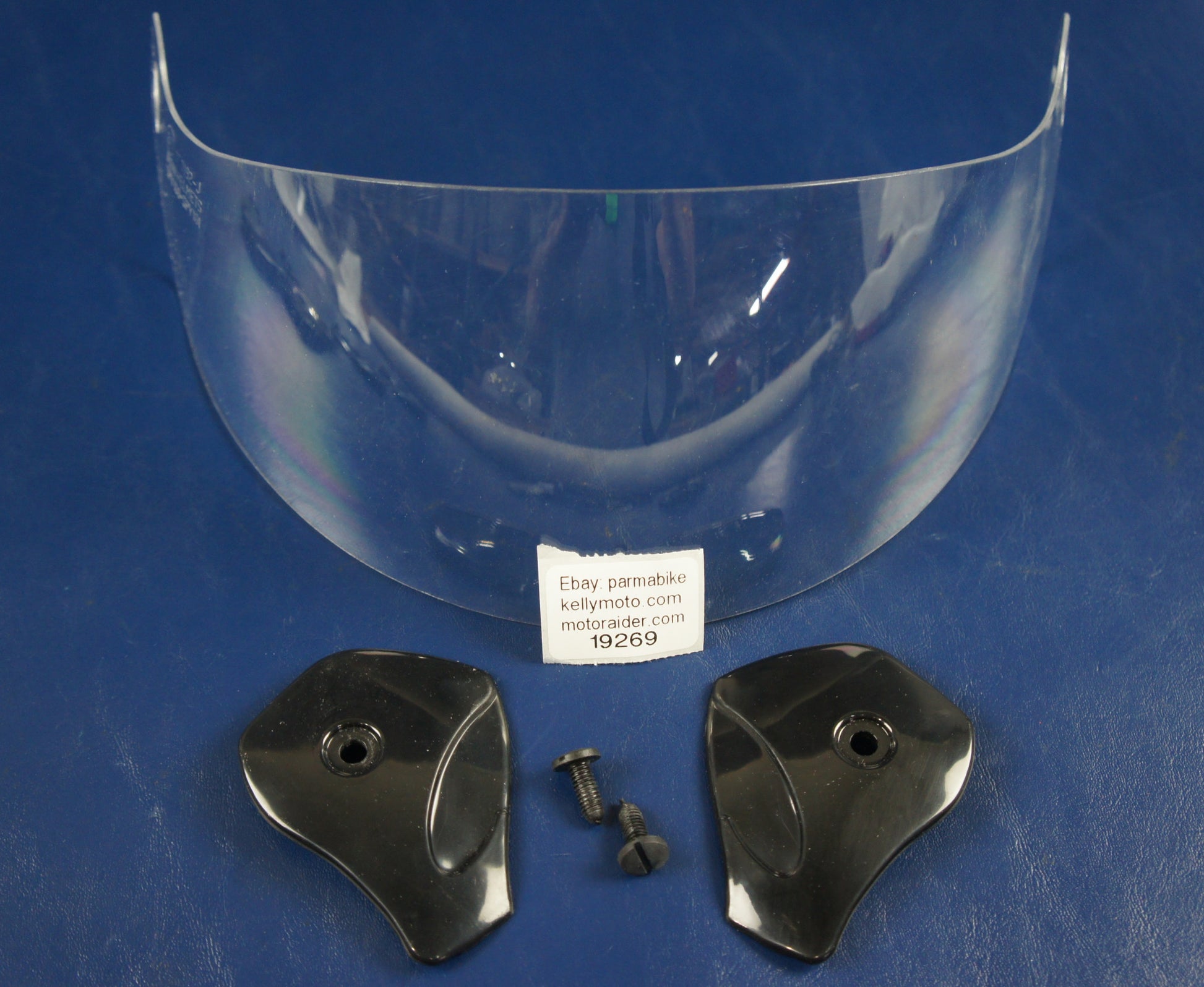 MOTORCYCLE HELMET OPEN FACE VISOR SCREEN SPIRIT CLEAR+SCREWS+COVER PLATE 050192 - MotoRaider