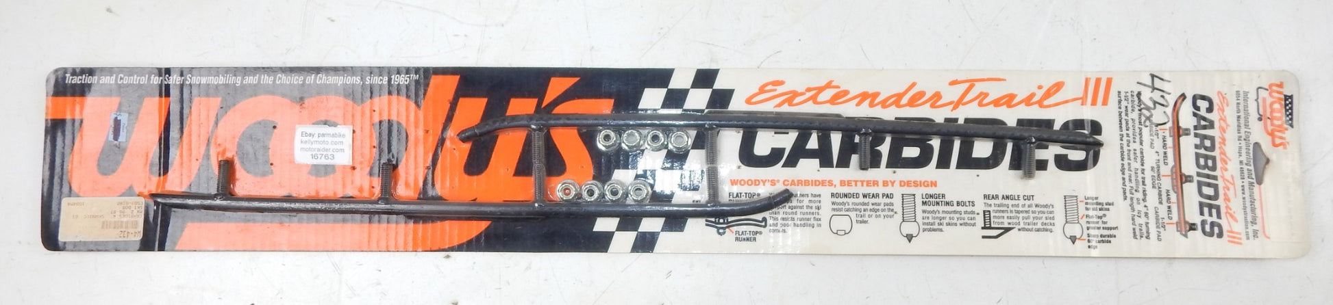 WOODY'S WEAR RUNNERS BARS W4-432 CARBIDES 4" SKANDIC 01 MX Z 1996-1997 SKI DOO E - MotoRaider