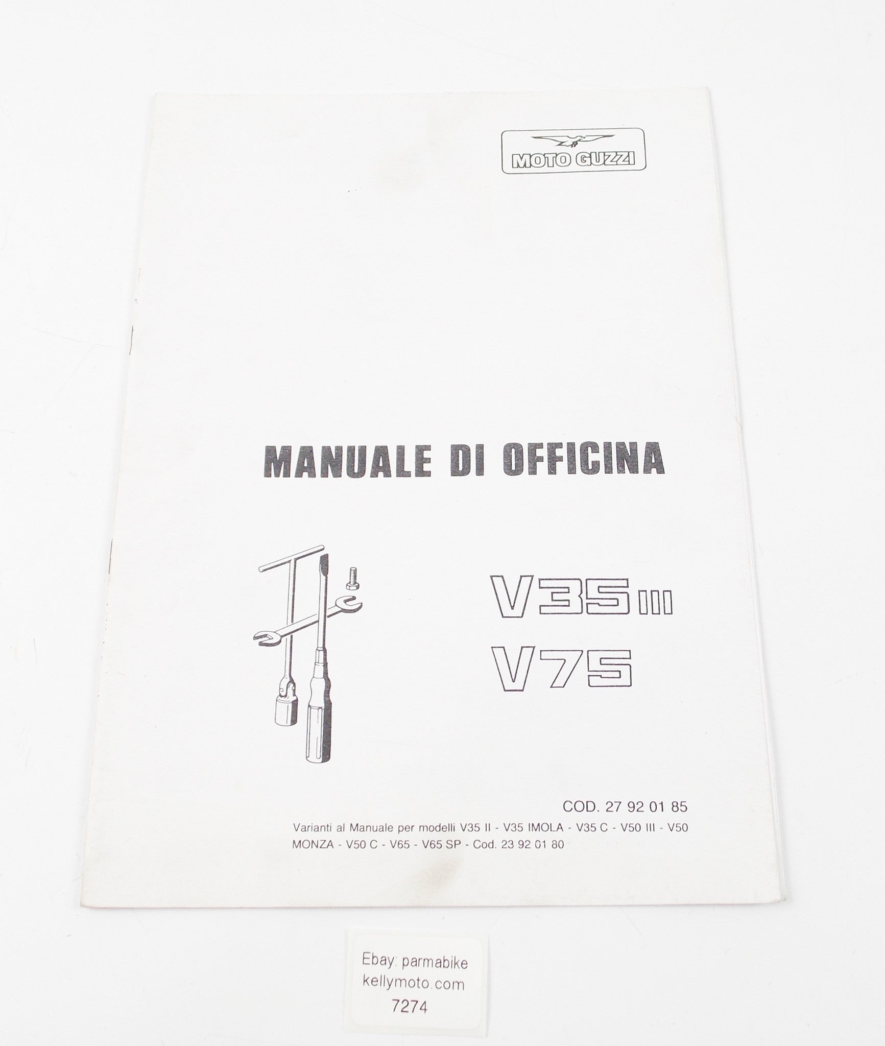 MOTO GUZZI V35 III/V75 WORKSHOP MANUAL REPAIR BOOK 27920185 - MotoRaider